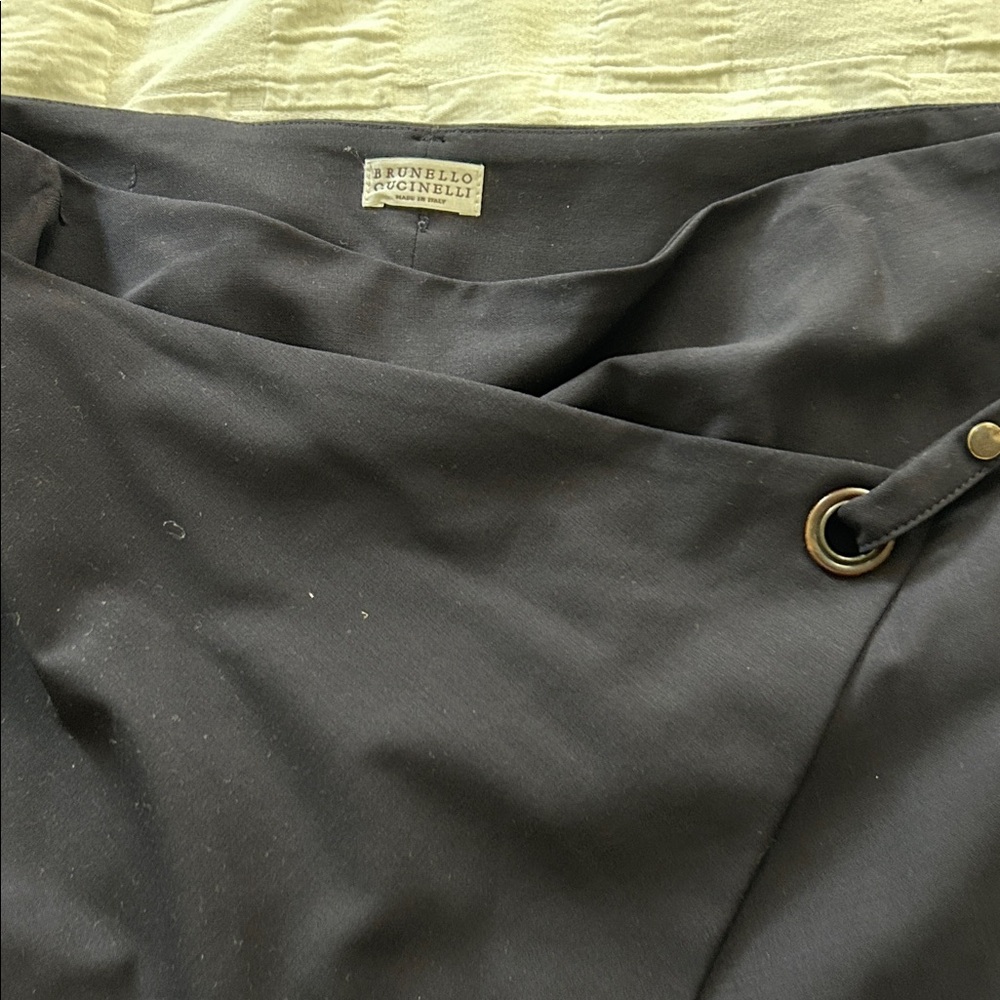Brunello Cucinelli Charcoal Wrap Skirt